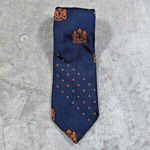 Vintage John Bull Tie Mens 56x4 Heraldic Crest British Ivy League Diamond Preppy